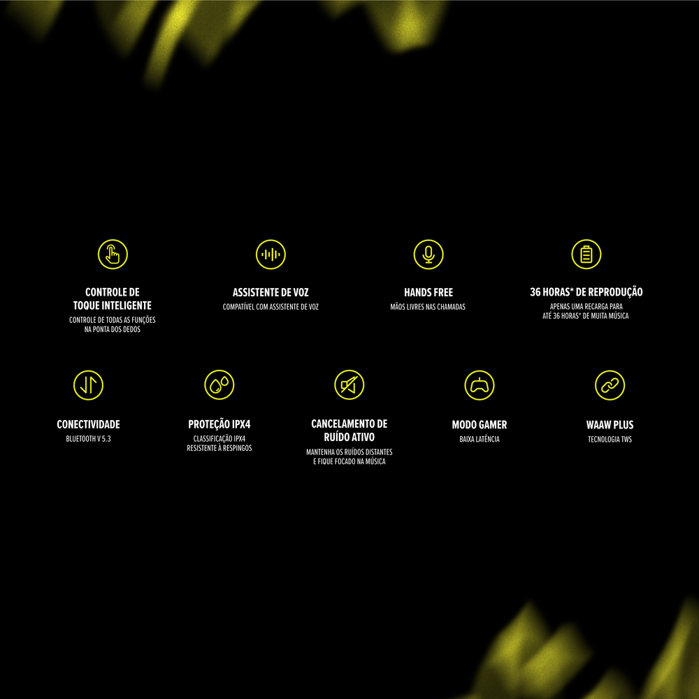 Fone de ouvido bluetooth WAAW MOB 500ANC