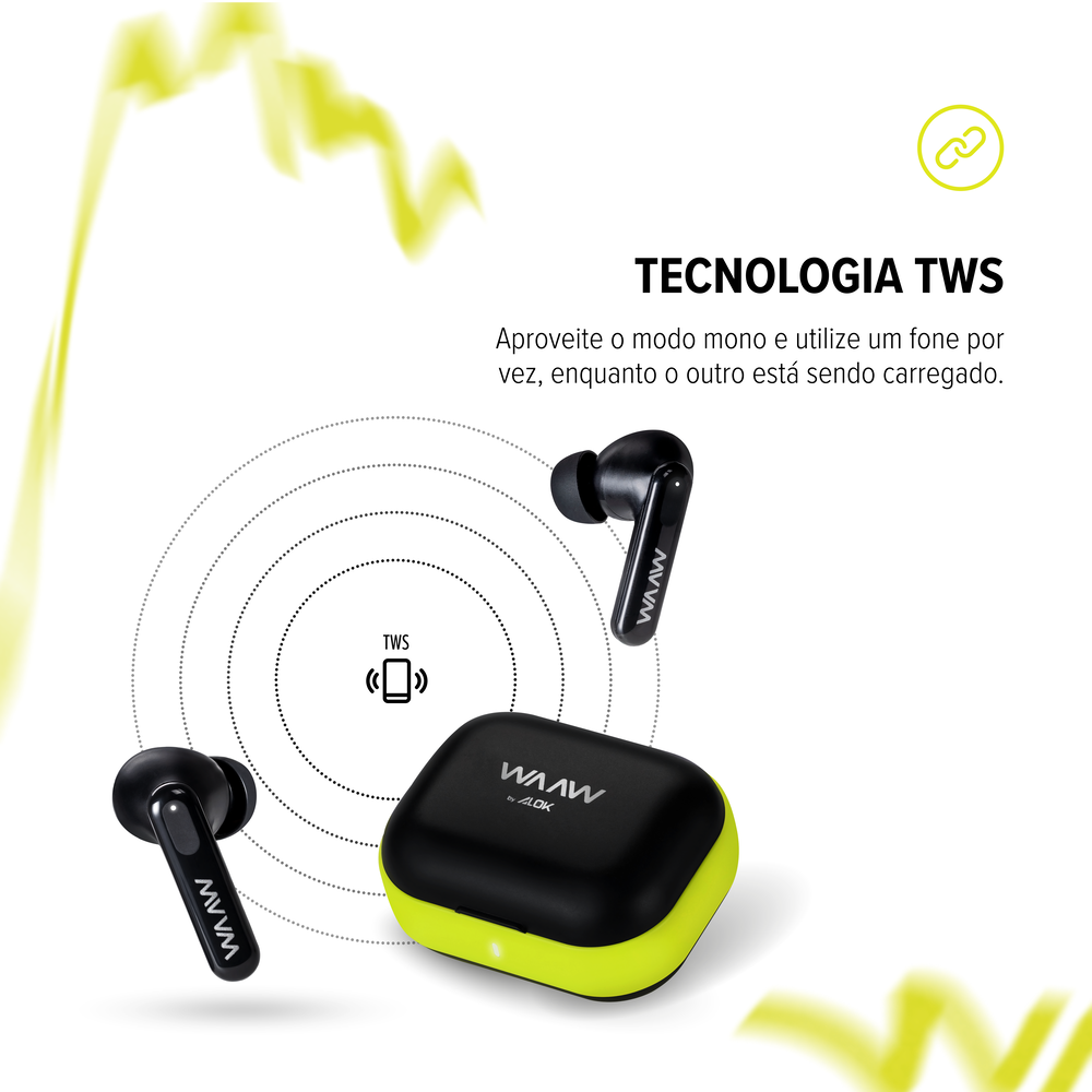 Fone de ouvido bluetooth WAAW MOB 500ANC