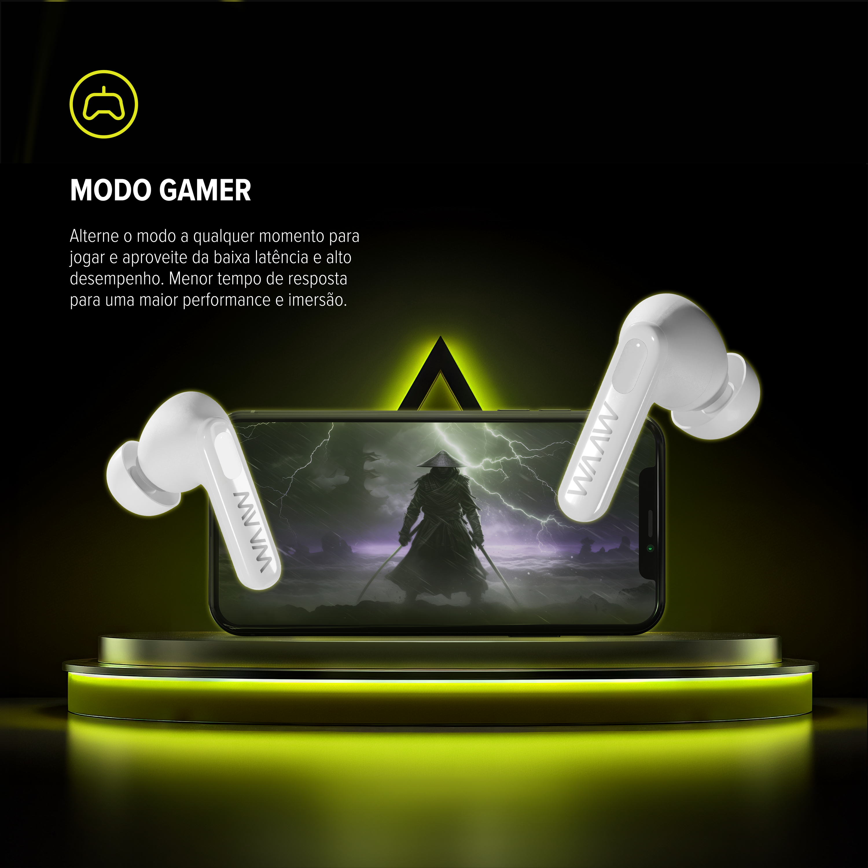 Fone de Ouvido Bluetooth WAAW MOB 500 White ANC