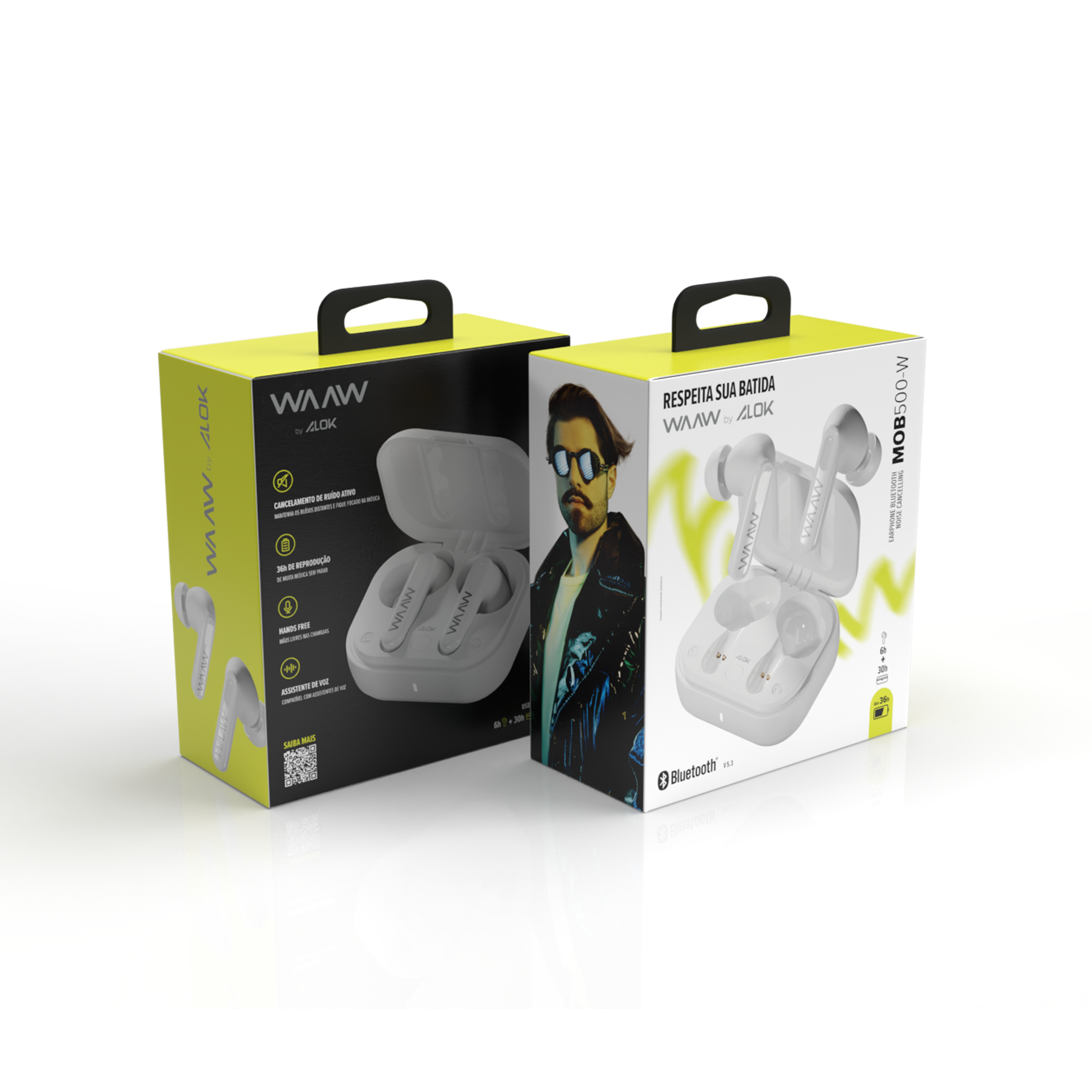 Fone de Ouvido Bluetooth WAAW MOB 500 White ANC