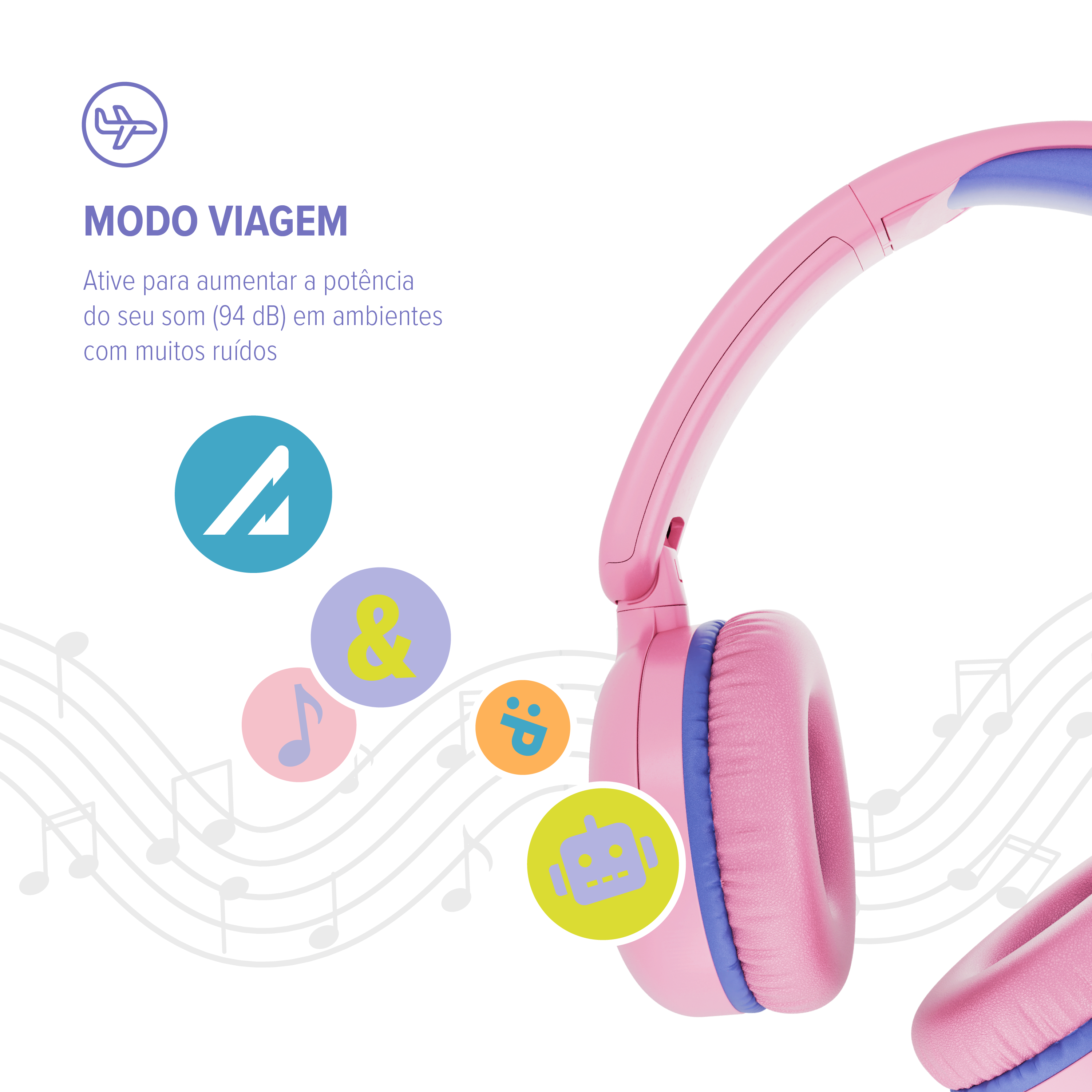 Headphone Bluetooth WAAW KIDS JOY 200 ROSA