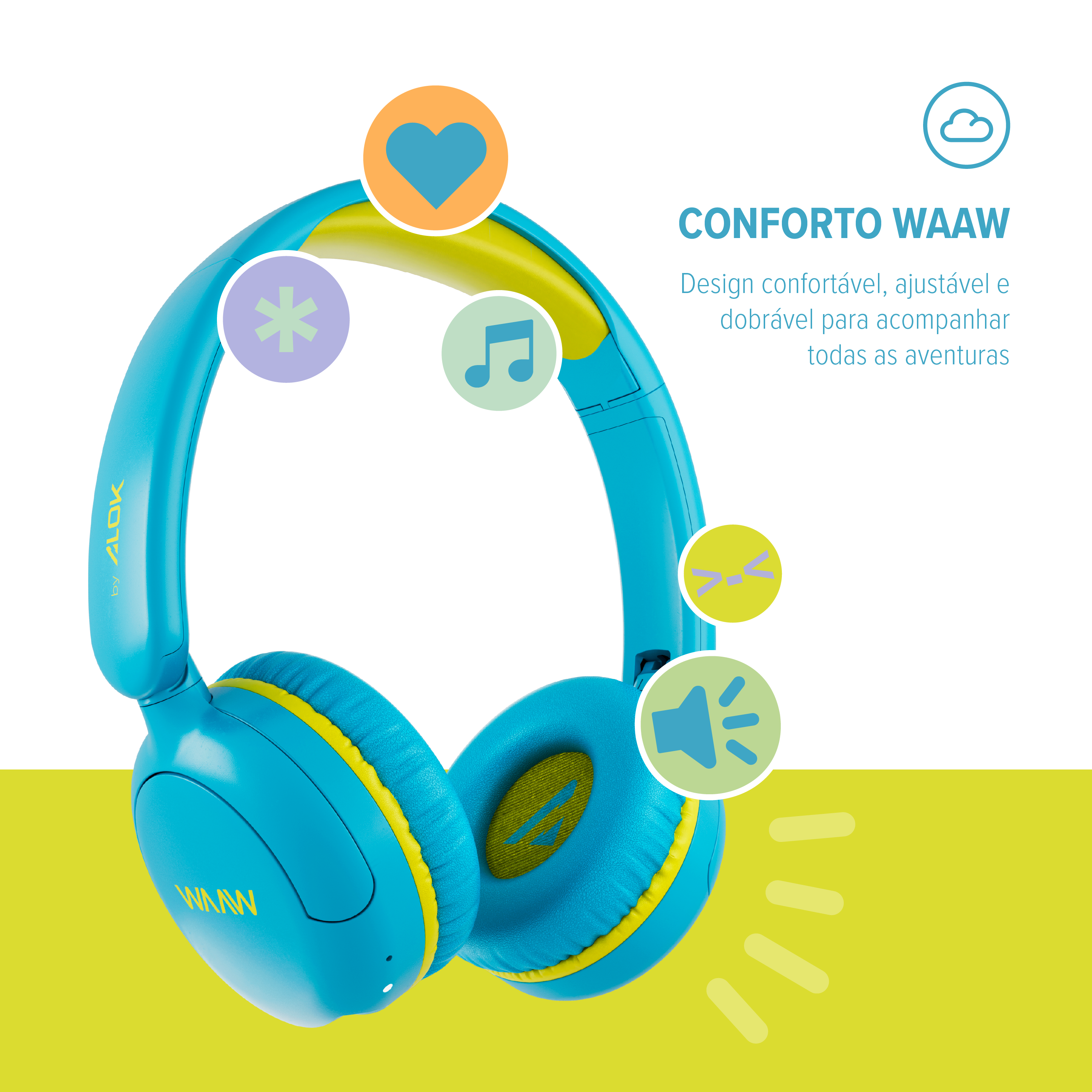 Headphone Bluetooth WAAW KIDS JOY 200 Azul