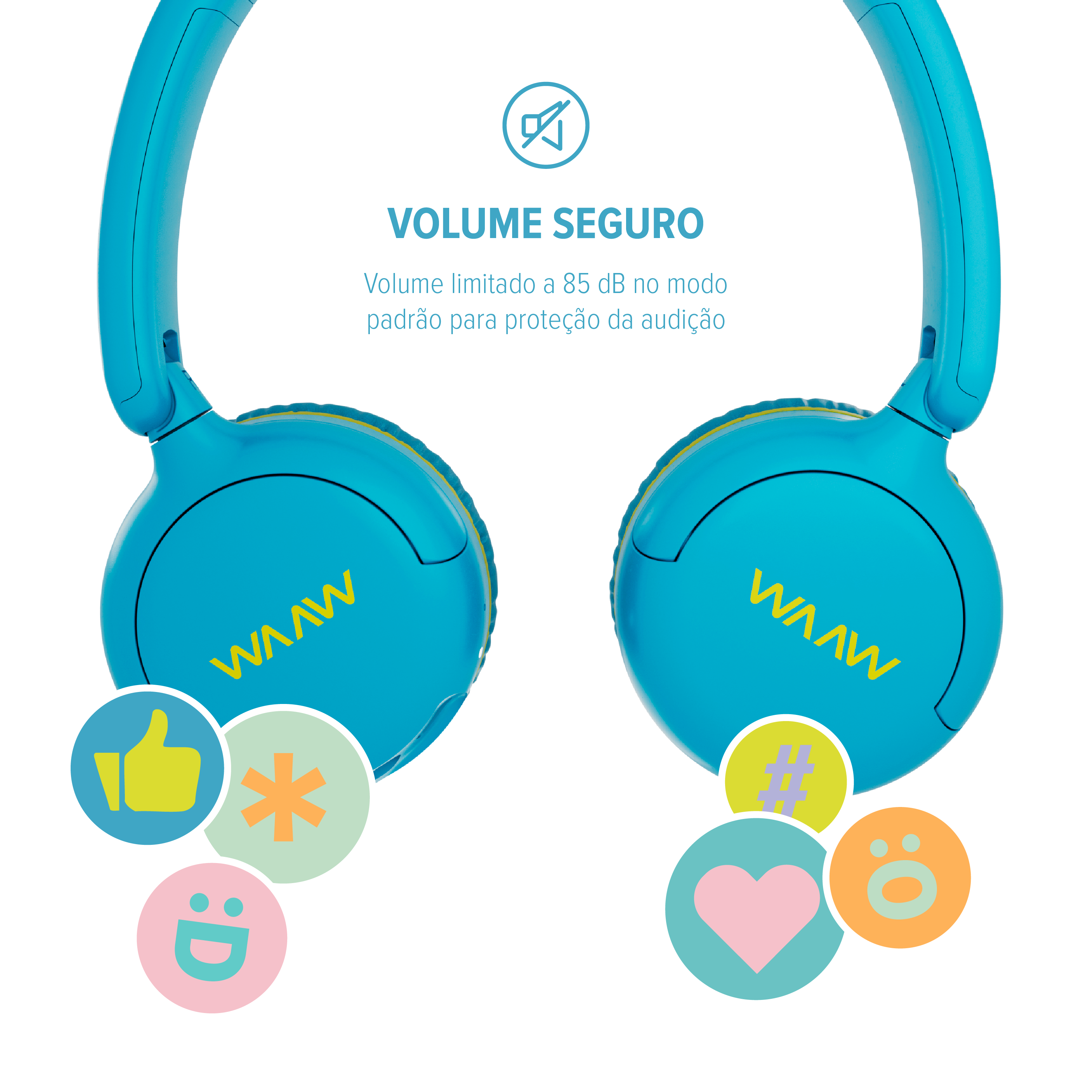 Headphone Bluetooth WAAW KIDS JOY 200 Azul