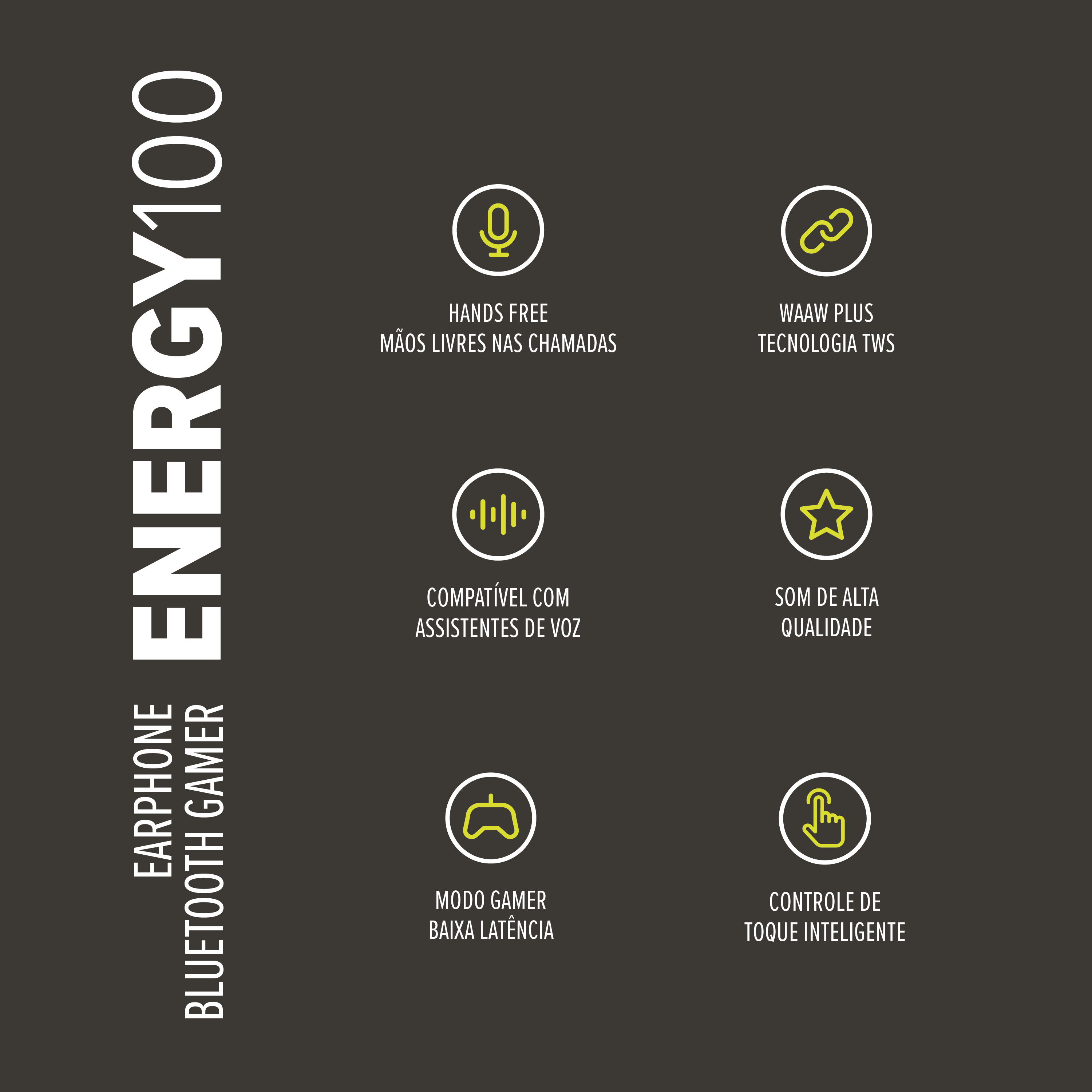 funcionalidades do Fone de Ouvido Bluetooth ENERGY 100 EBG WAAW by Alok