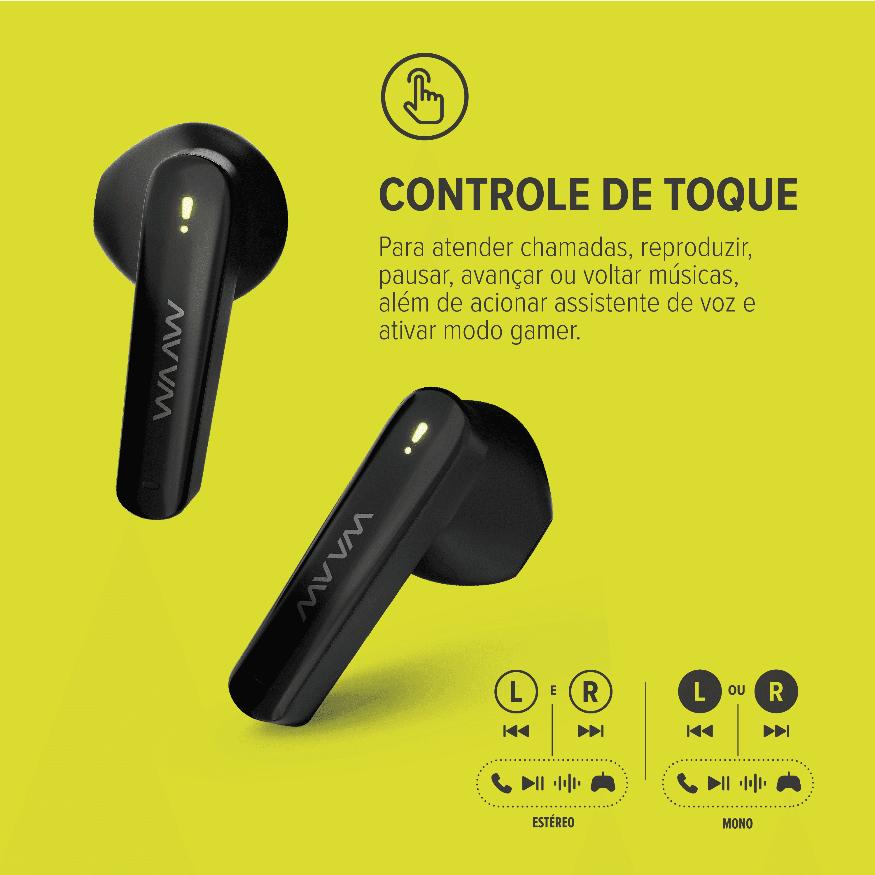 Fone de ouvido bluetooth WAAW MOB 200EB