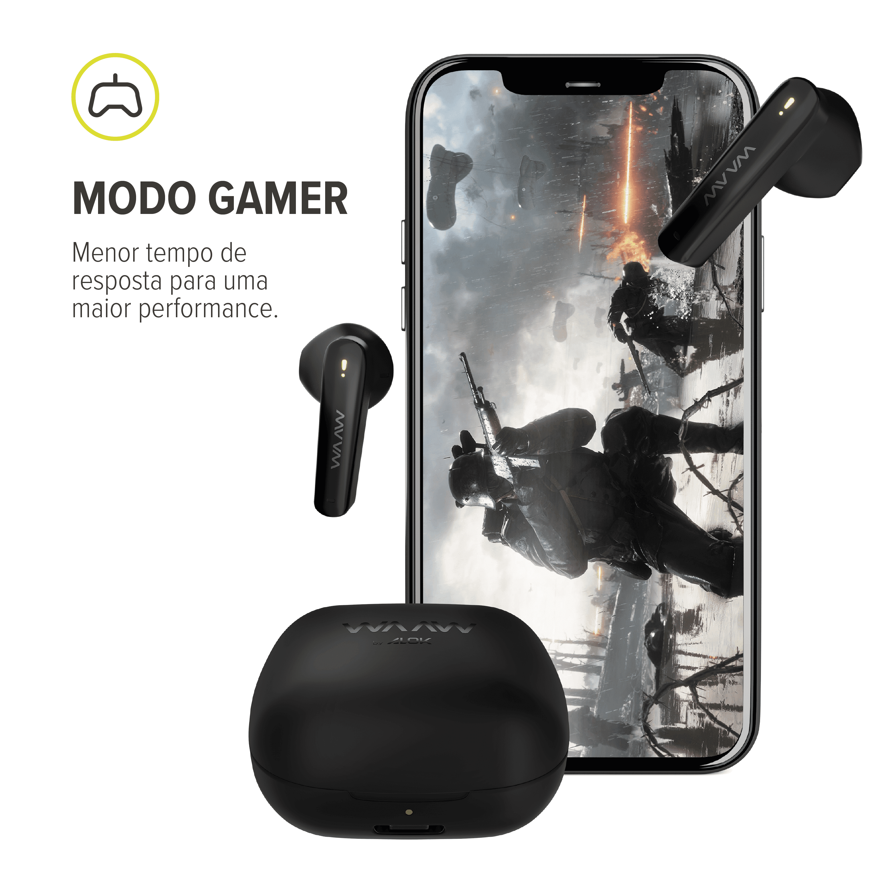 Fone de ouvido bluetooth WAAW MOB 200EB
