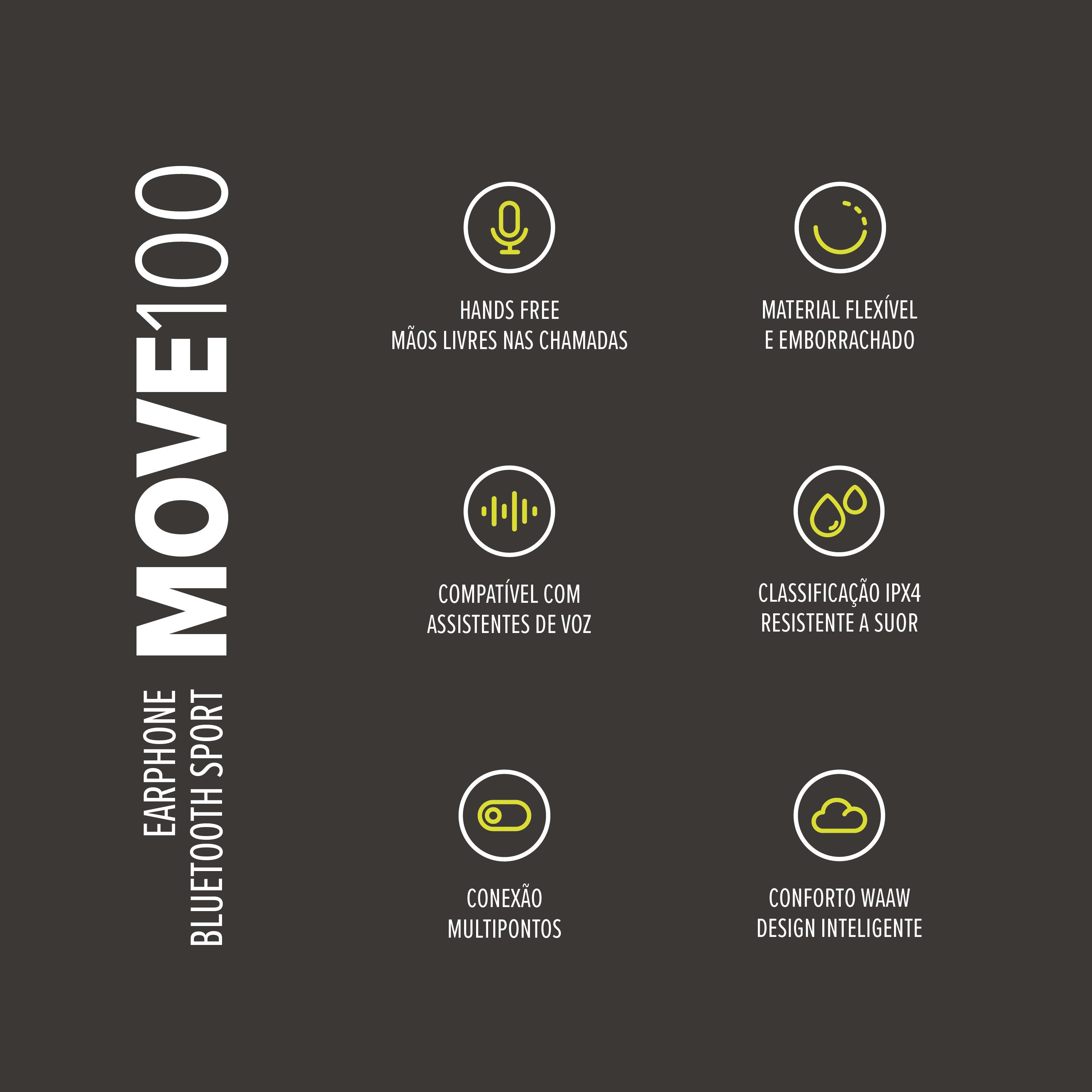 Fone de ouvido esportivo WAAW MOVE 100EBS