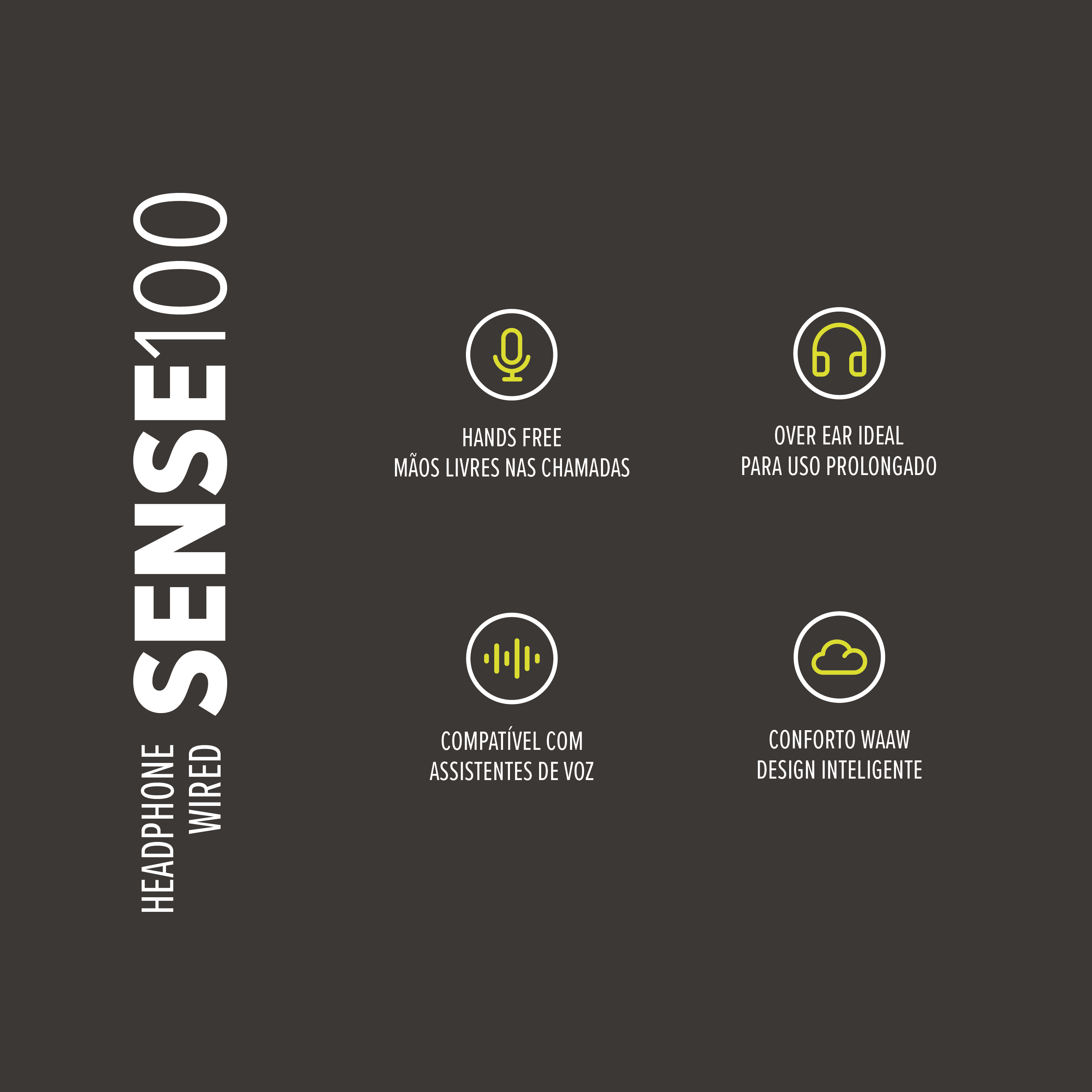 Fone de ouvido com fio WAAW SENSE 100HW