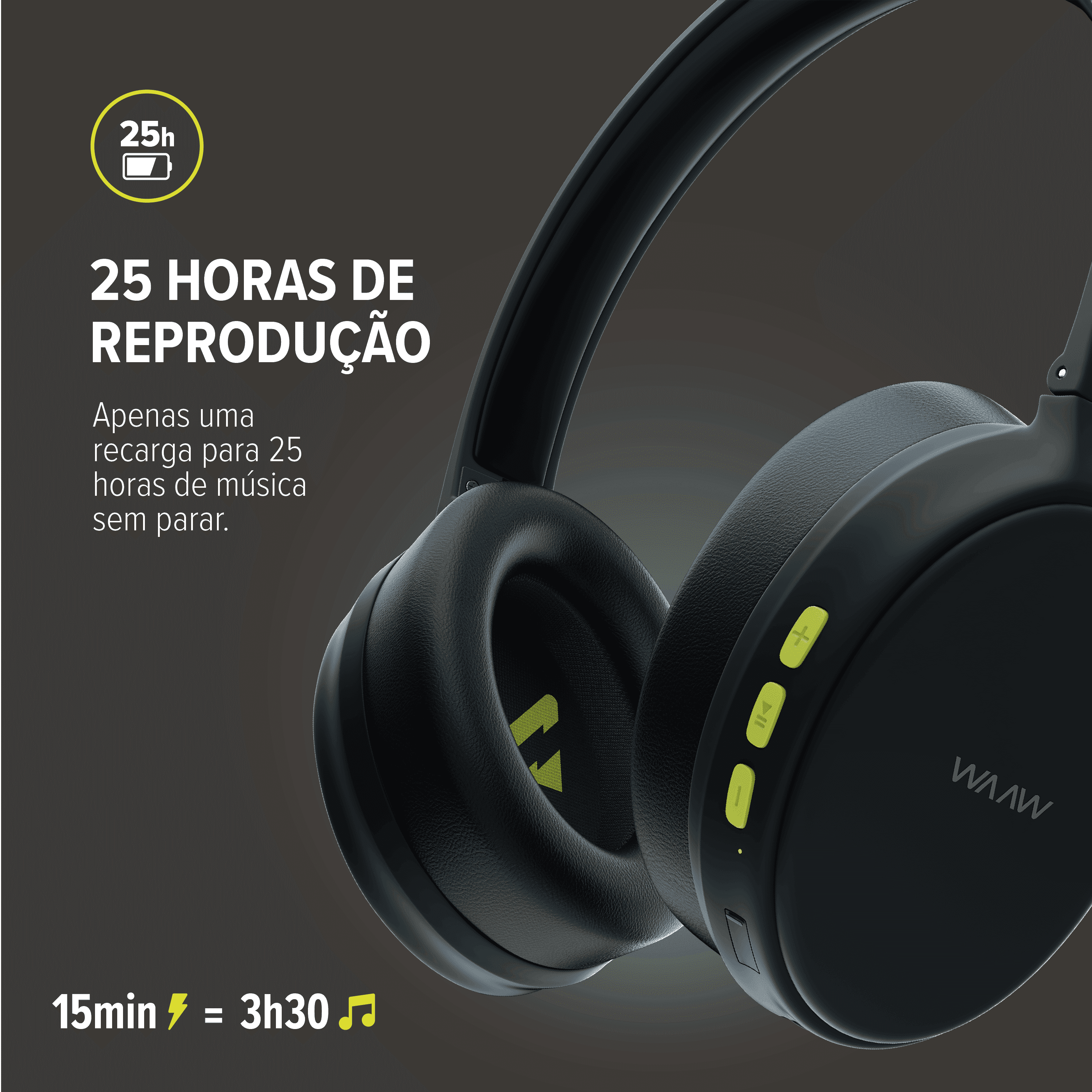Fone de Ouvido Bluetooth WAAW SENSE 200HB Com Microfone