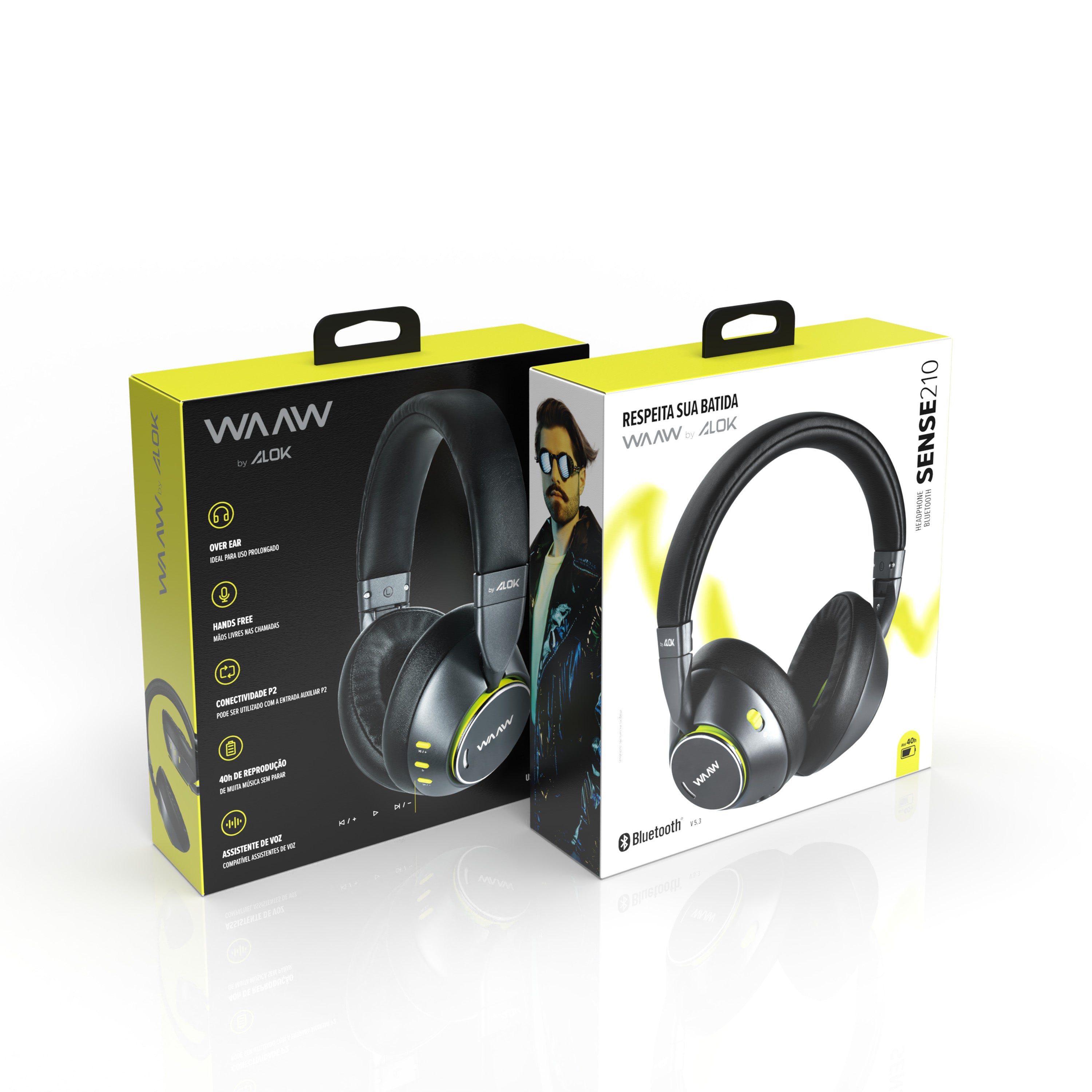 caixa do Fone de Ouvido Bluetooth SENSE 210 WAAW by Alok