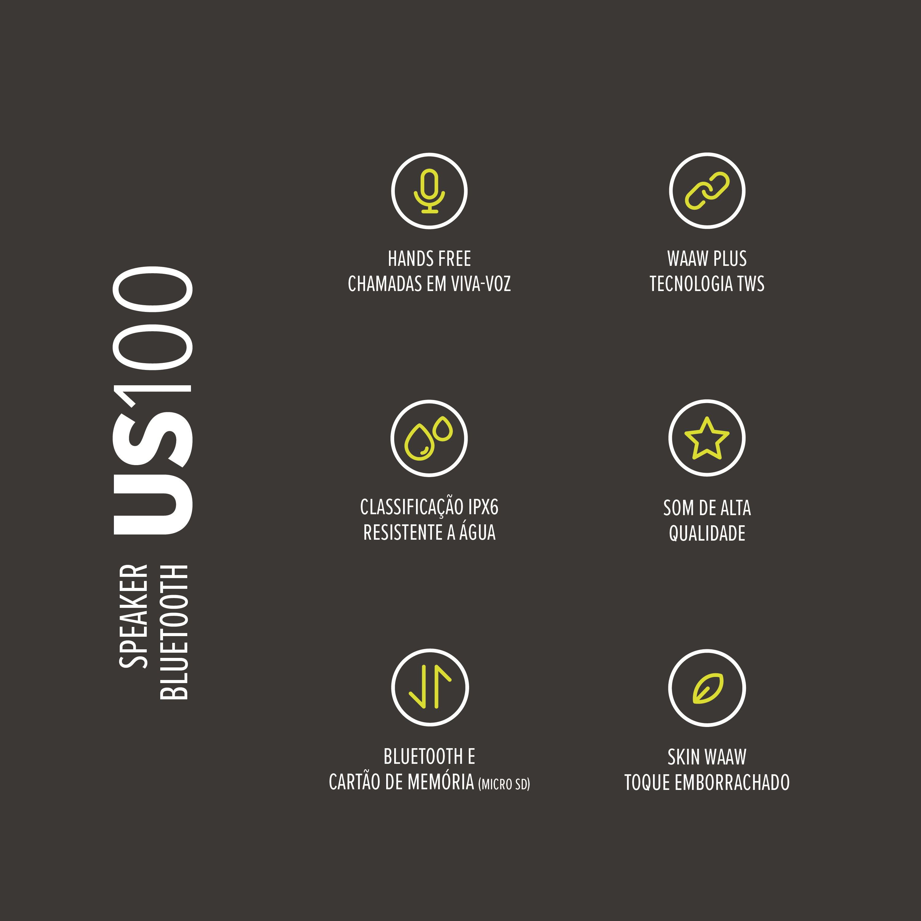 Caixa de som Bluetooth WAAW US 100SB