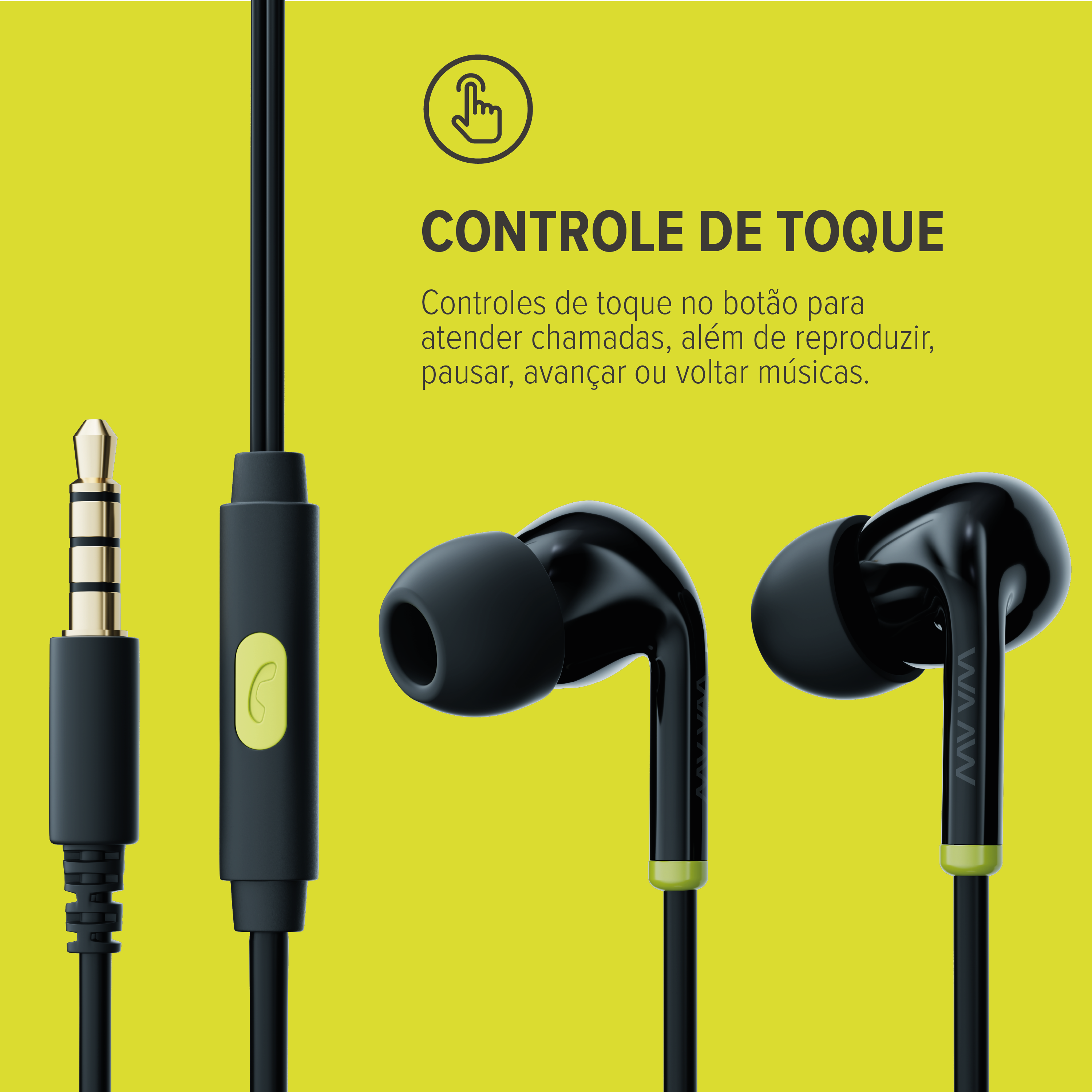 Fone de ouvido com fio WAAW VIB 100EW