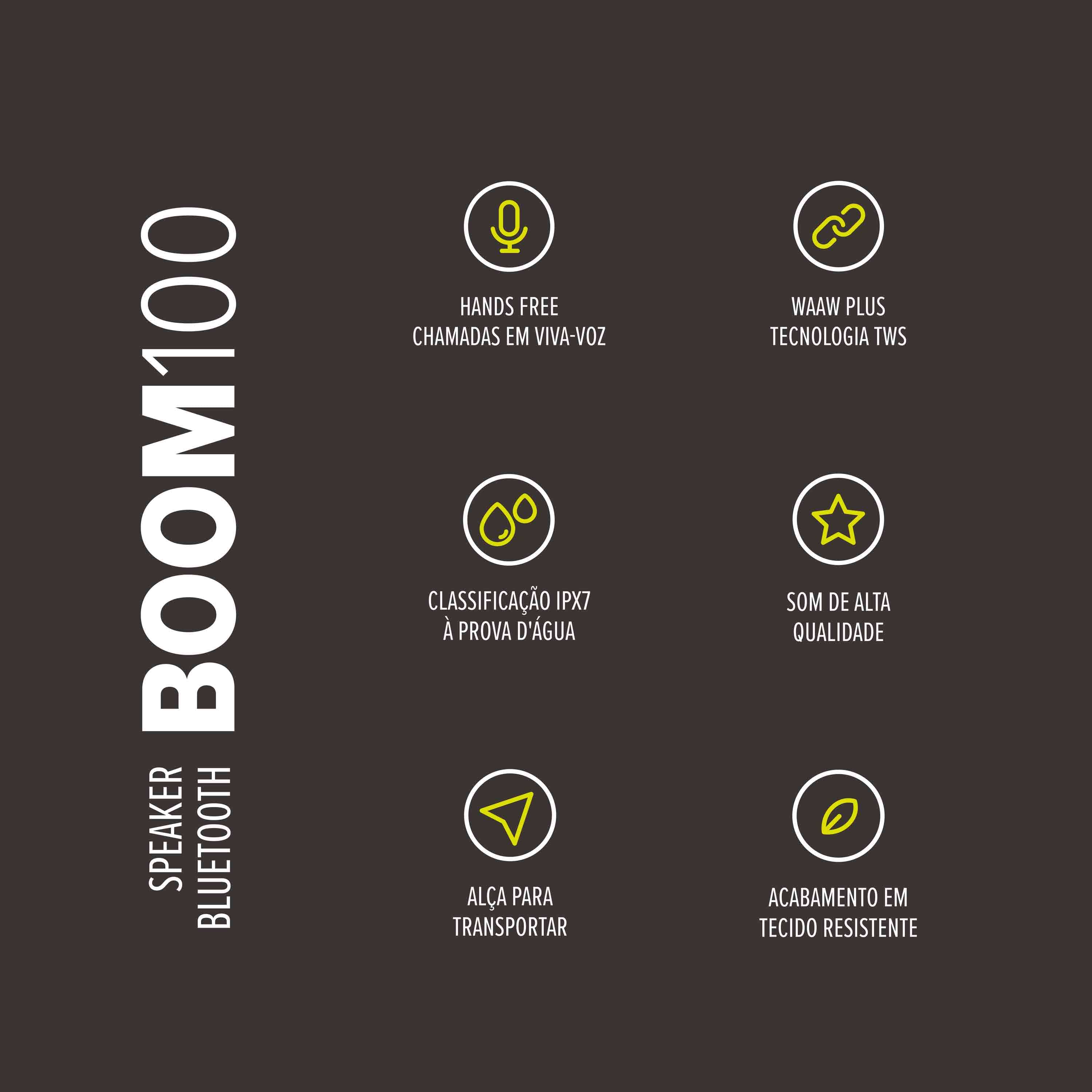 Caixa de som Bluetooth WAAW BOOM 100SB