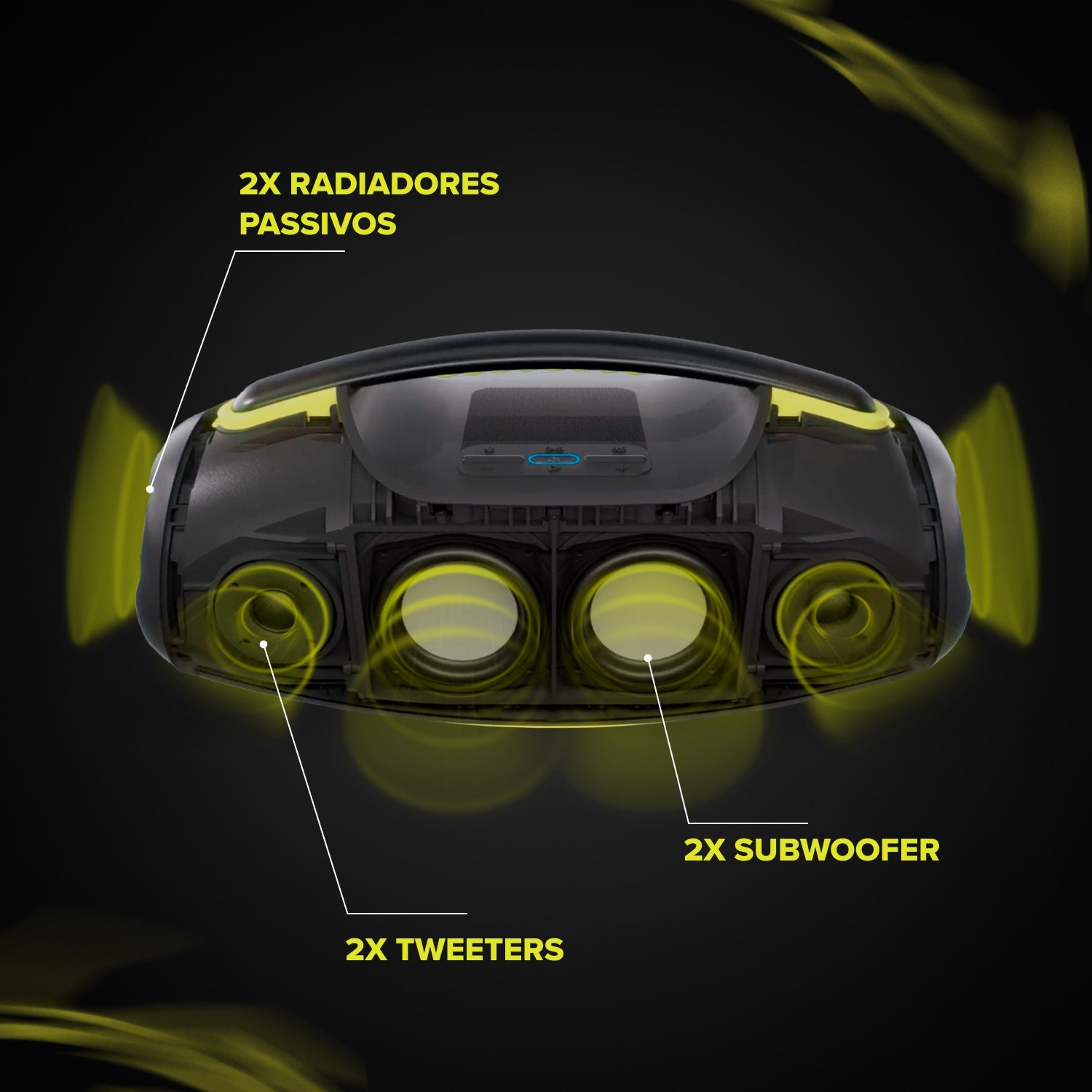 Caixa de Som Bluetooth Boombox WAAW Hyperboom 1000