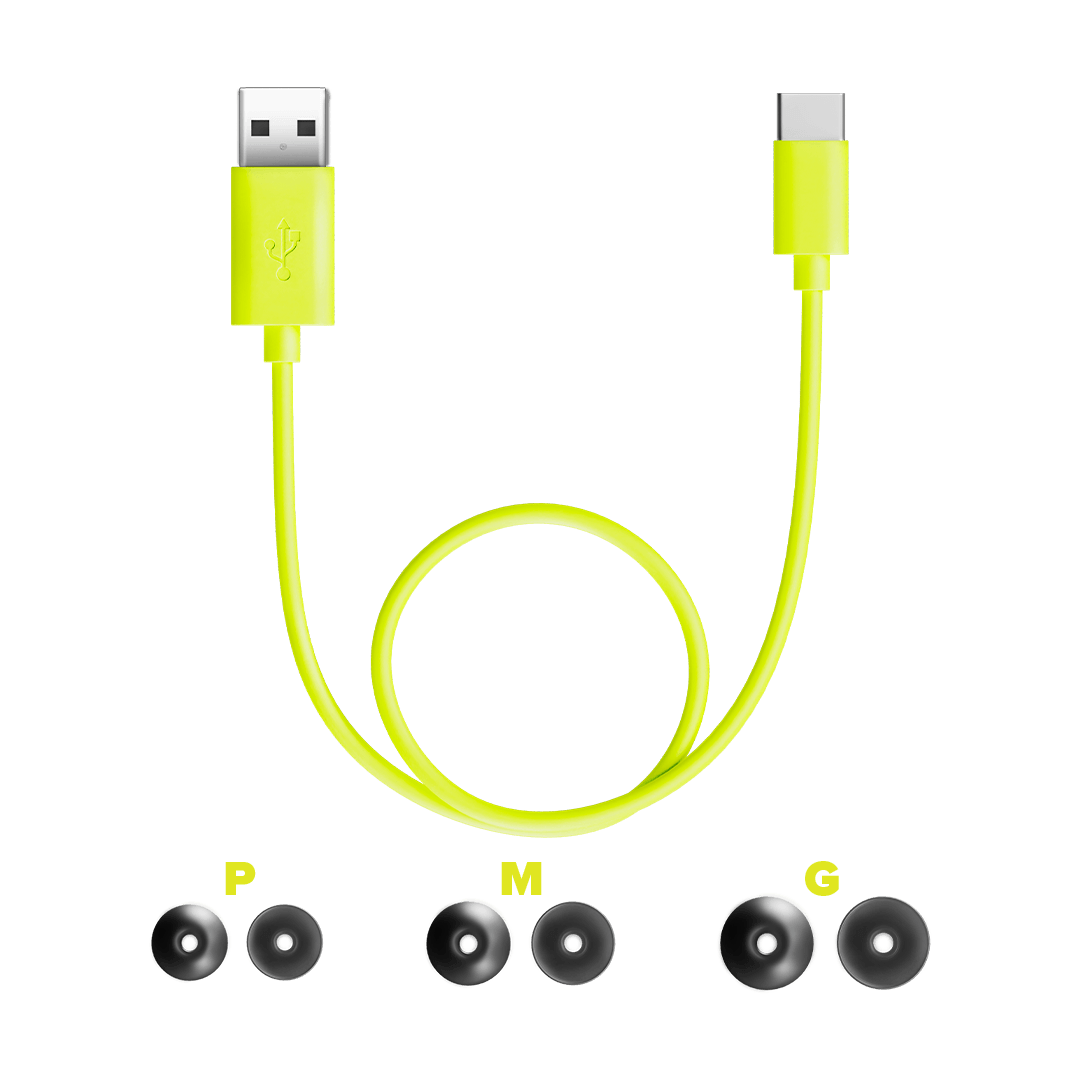 cabo usb-c e 3 tamanhos de borrachinha para o Fone de Ouvido Bluetooth ENERGY 100 EBG WAAW by Alok