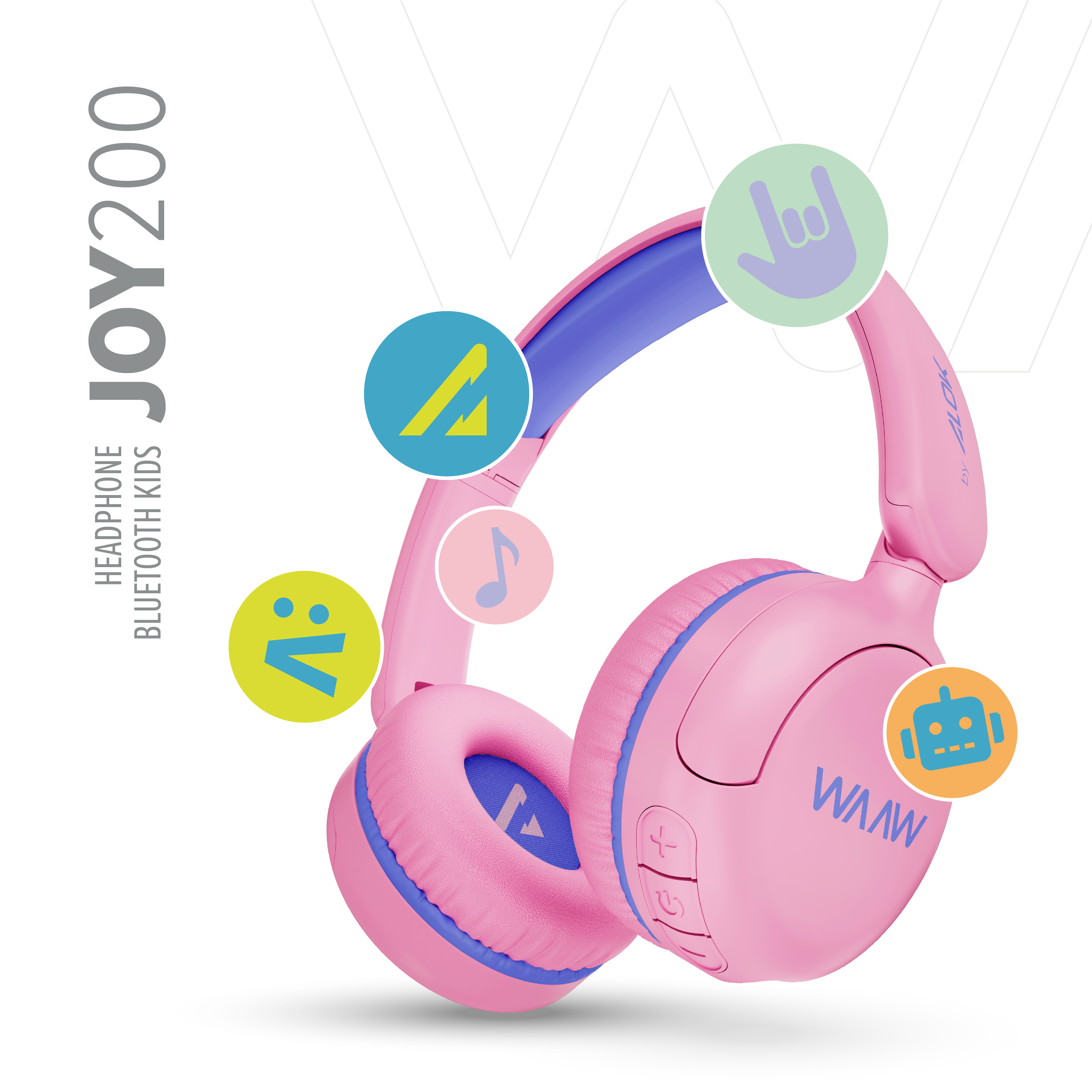 Headphone Bluetooth WAAW KIDS JOY 200 ROSA