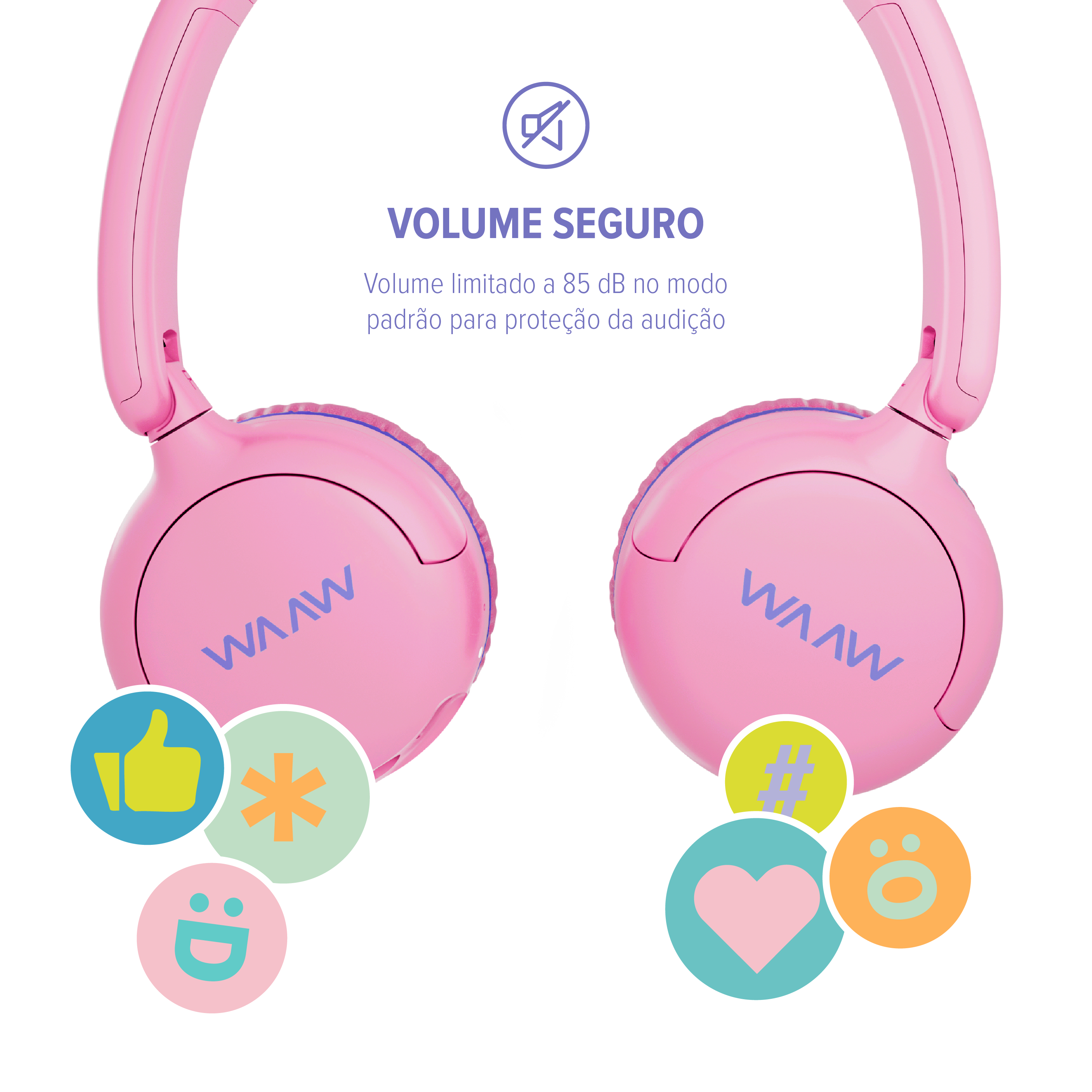 Headphone Bluetooth WAAW KIDS JOY 200 ROSA