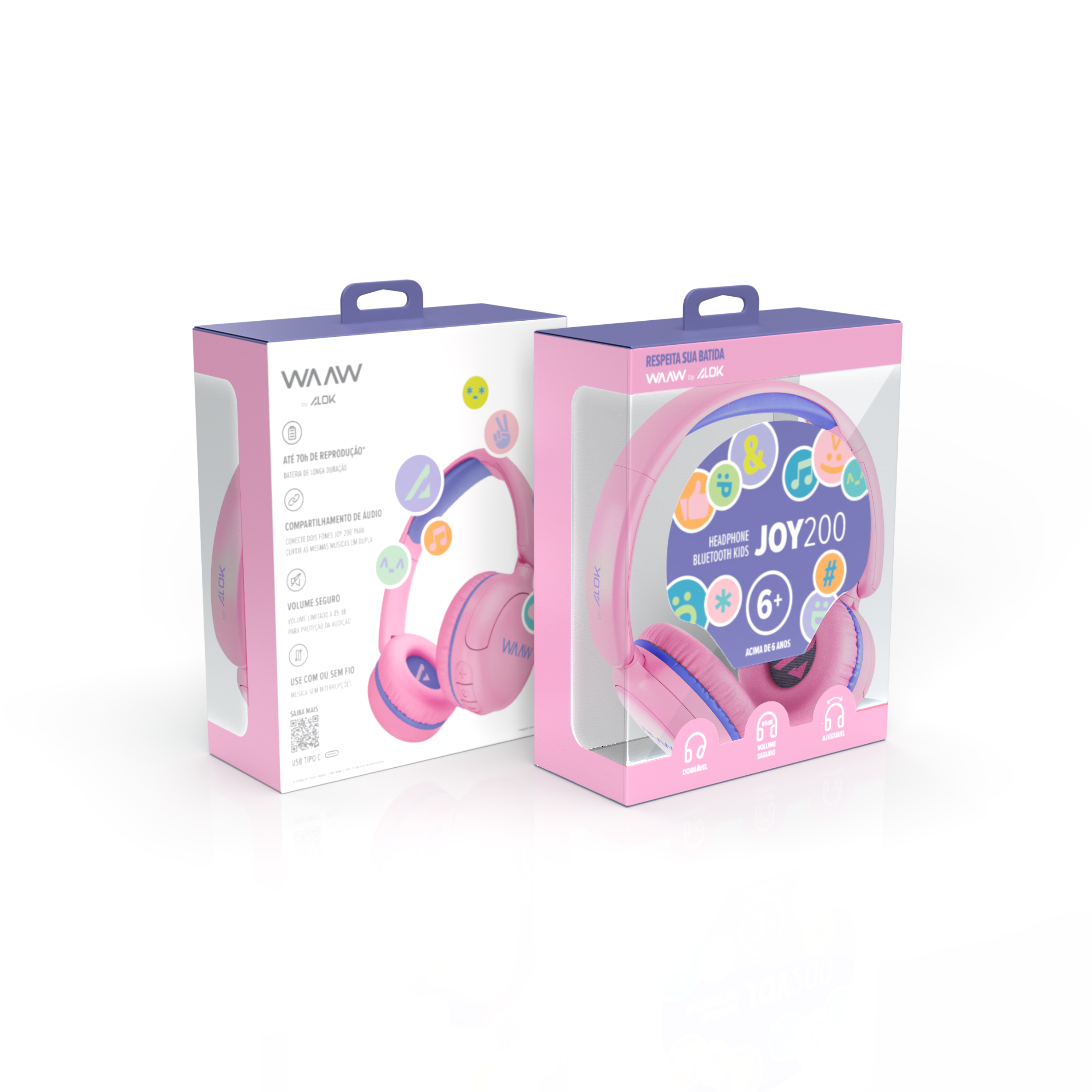Headphone Bluetooth WAAW KIDS JOY 200 ROSA