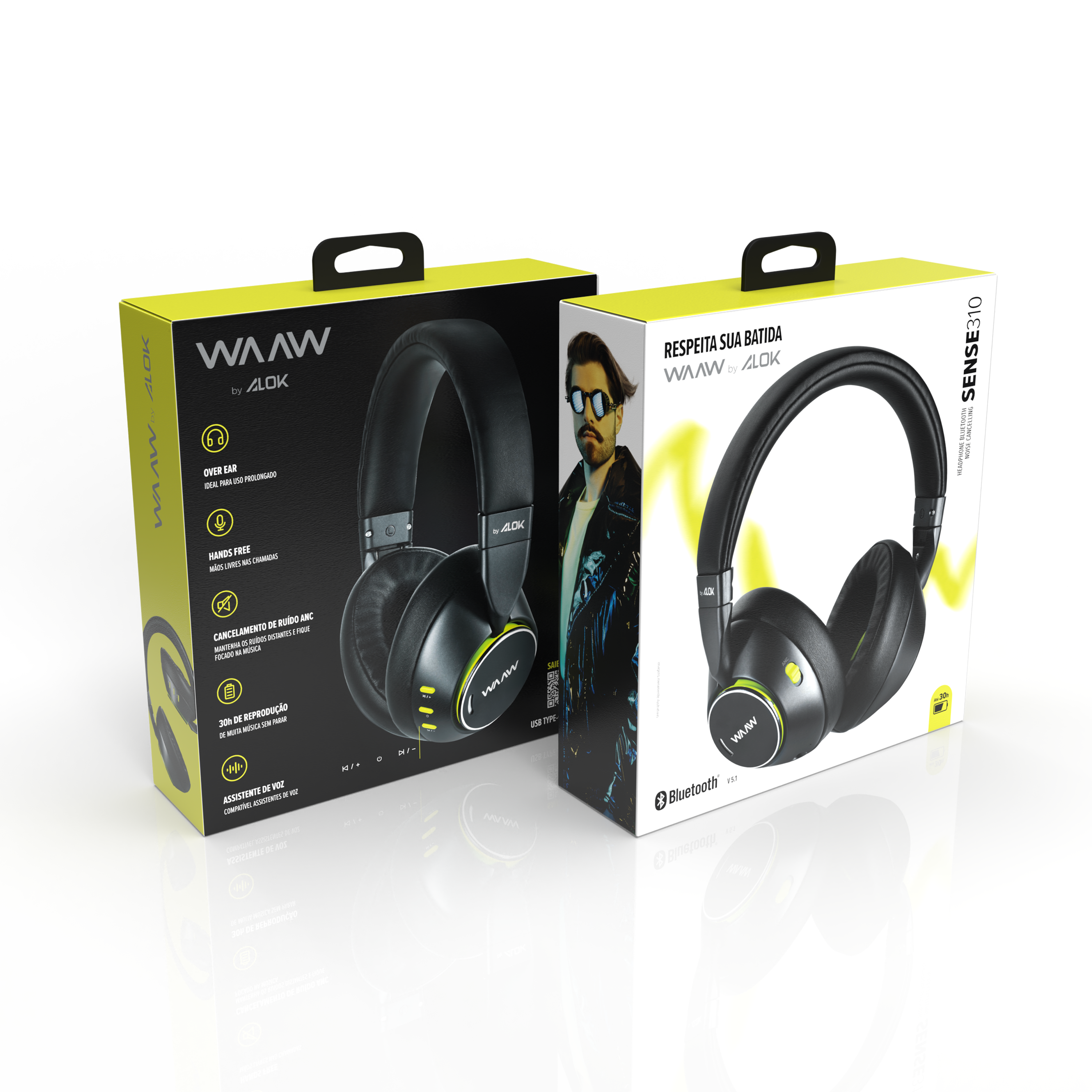 Fone de Ouvido Bluetooth Noise Cancelling WAAW SENSE 310