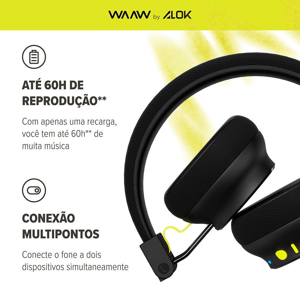 Fone de Ouvido Bluetooth Noise Cancelling WAAW ESSENCE 300