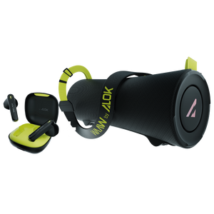 Kit Caixa de som Bluetooth BOOM 100 E Fone Bluetooth MOB 200 WAAW by Alok
